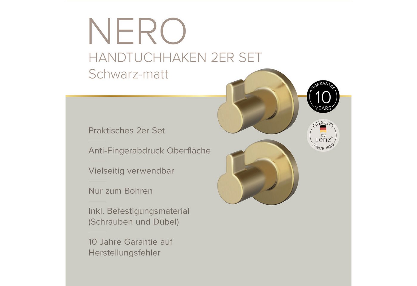 Lenz Handtuchhaken HYGGE, Badezimmer, (Packung, 2-St., 2 Stk) – Bild 3 von 5