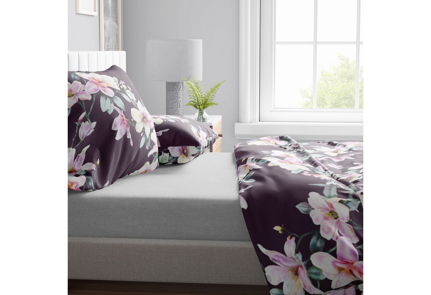 Leonado Vicenti Bettwäsche Biber Baumwolle, flauschig, Biber, 3 teilig, Blumen Design, flauschig warm – Bild 3 von 5