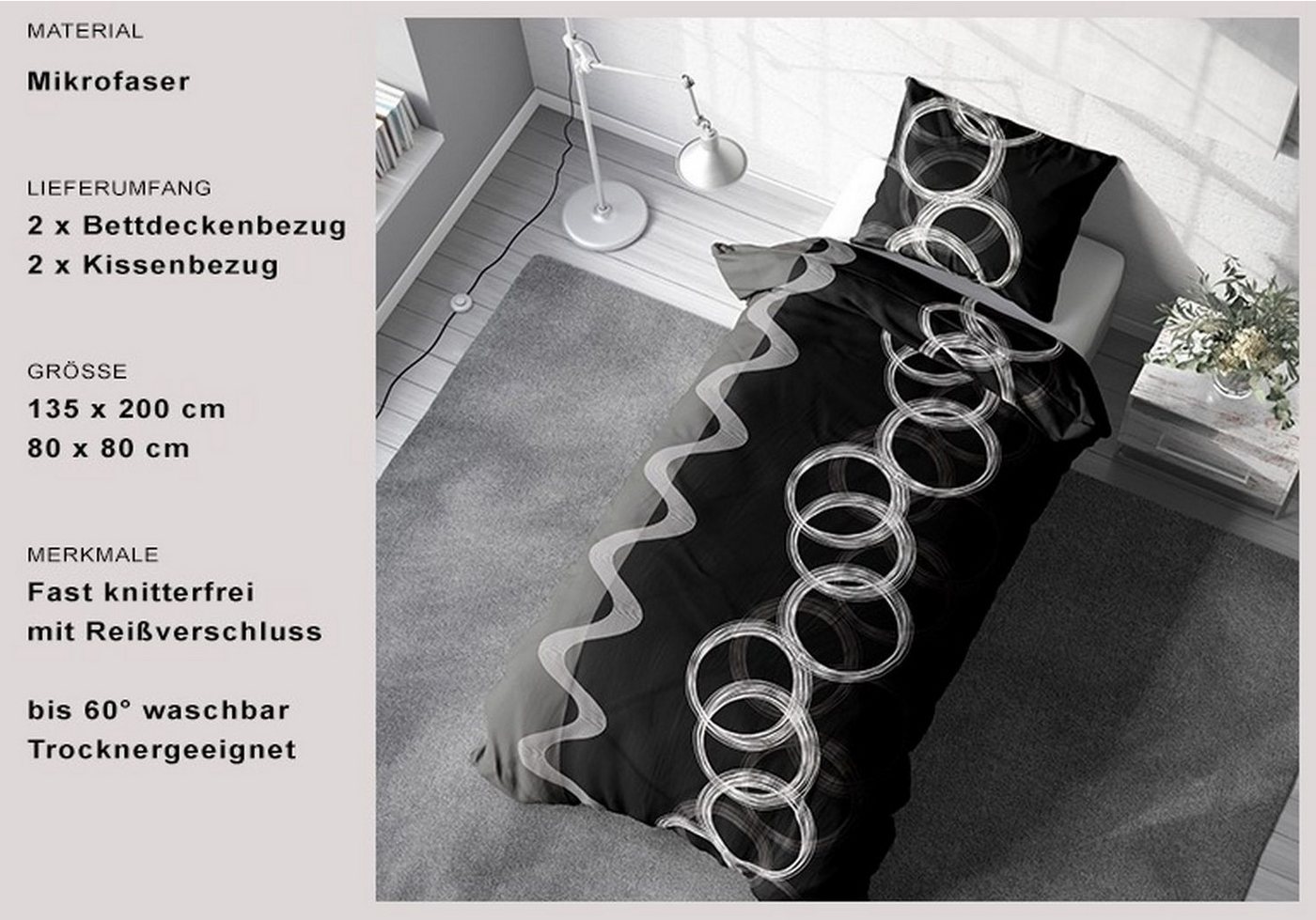 Leonado Vicenti Bettwäsche flottes Design, weicher Stoff, Microfaser, 4 teilig, Weich, pflegeleicht, fast knitterfrei, Komfortgröße – Bild 4 von 5