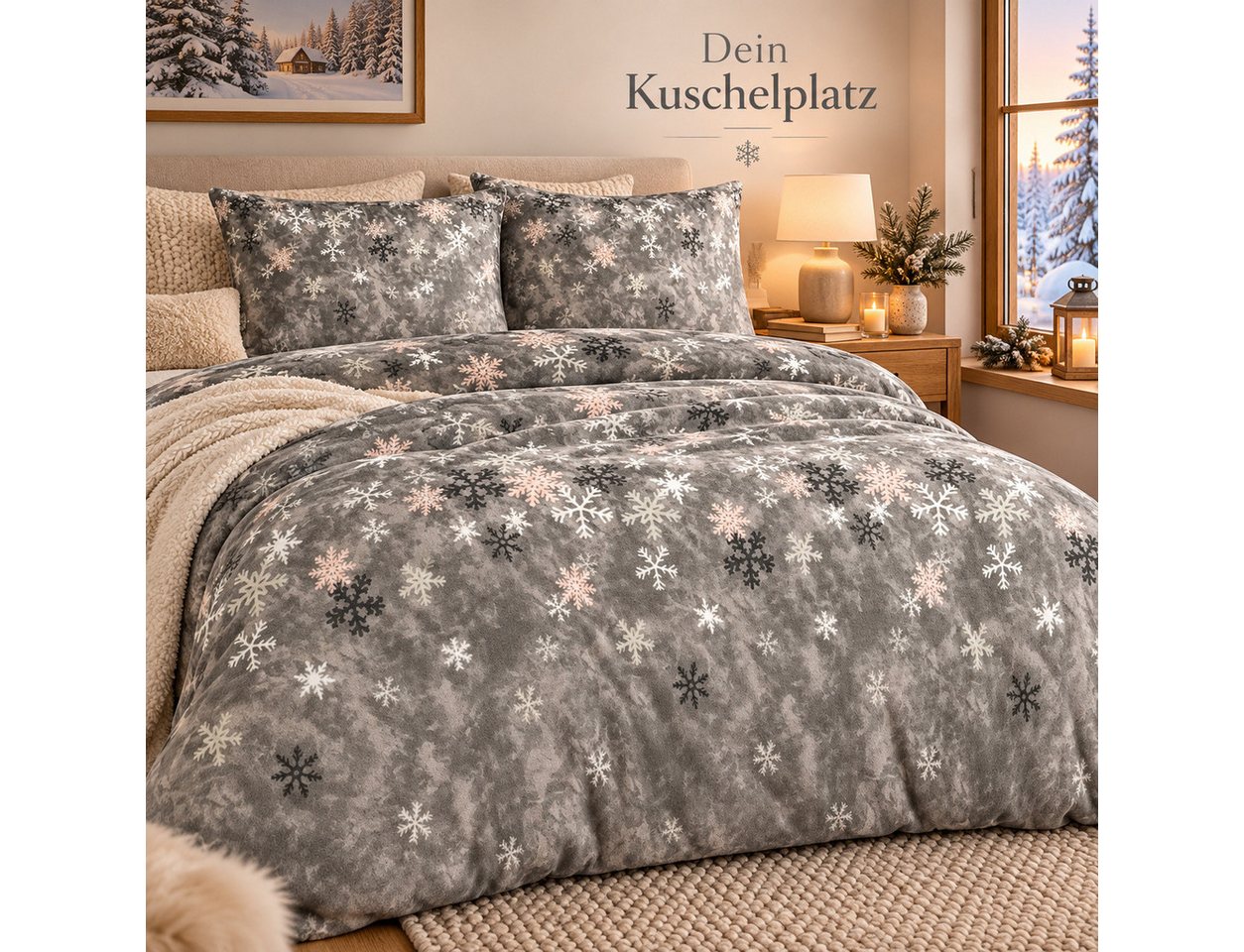 Leonado Vicenti Bettwäsche Mikrofleece warm Winter, Fleece, 2 teilig, Fleece Thermo-Bettwäsche, weich zur Haut, kuschelig in der Nacht – Bild 2 von 5