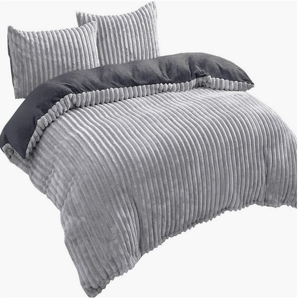 Leonado Vicenti Bettwäsche Teddyplüsch Cord Optik, Fleece, 2 teilig, extra warm und kuschelig, Winterbettwäsche Cashmere Touch