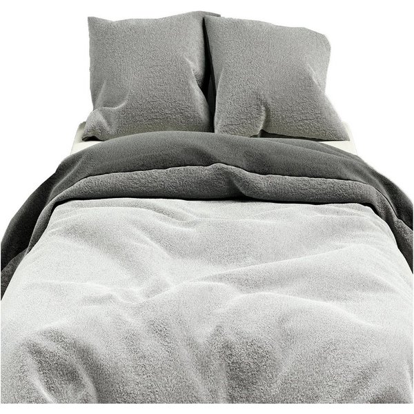 Leonado Vicenti Bettwäsche Winter Teddy Plüsch, Fleece, 3 teilig, Flauschig warmes Cashmere Touch, Einfarbig