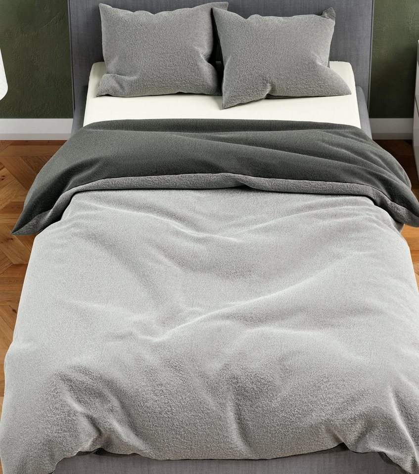 Leonado Vicenti Bettwäsche Winter Teddy Plüsch, Fleece, 3 teilig, Flauschig warmes Cashmere Touch, Einfarbig – Bild 2 von 5