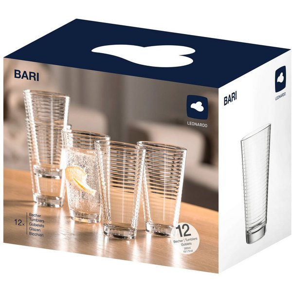 LEONARDO Cappuccinotasse Glaskoch Becherset Bari 12-teilig Longdrinkbecher 300 ml Transparent, Glas