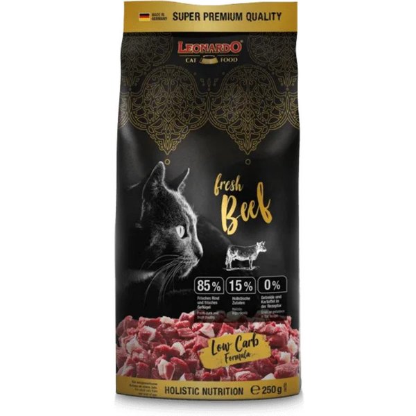 Leonardo Catfood Fresh Beef & Poultry - getreidefreies Trockenfutter mit 85% Fleisch, Trockenfutter für: Katzen