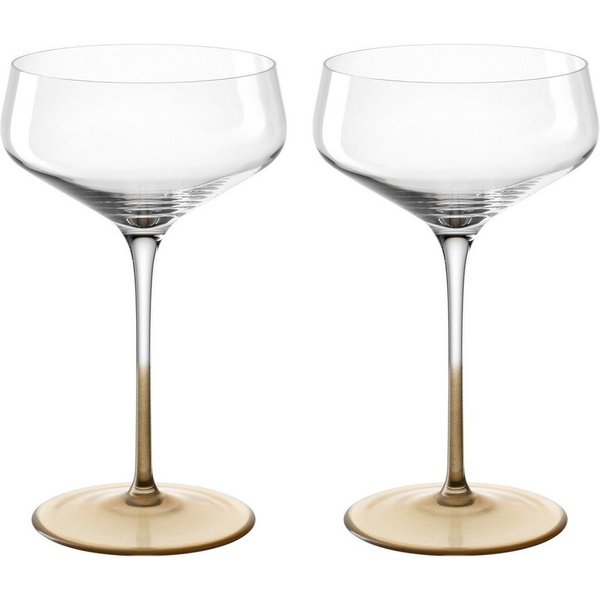 LEONARDO Champagnerglas PUCCINI, goldfarben, 2-tlg., Kristallglas, 2er Set, 350ml