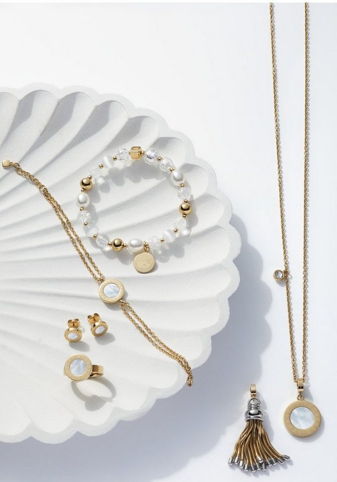 LEONARDO Edelstahlarmband gold Hope, mit Cat´s Eye, Glasperle, Perle (imitiert) – Bild 2 von 2
