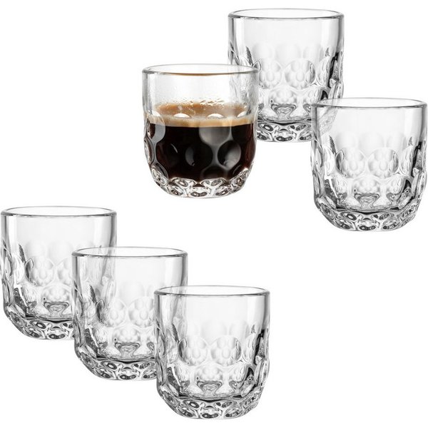 LEONARDO Espressoglas GOCCE, 90 ml, 6er-Set, 6-tlg., Glas, 1. Variante, mit Tropfenrelief