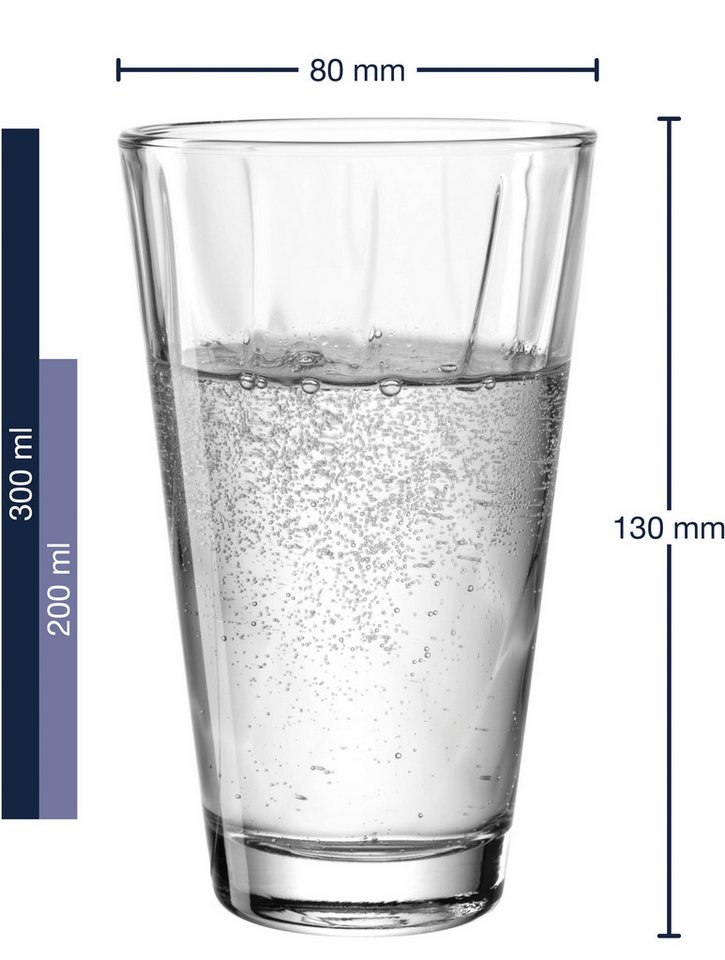 LEONARDO Gläser-Set Trinkglas, TWIST, 300 ml, 6er-Set, 6-tlg., Glas, Longdrinkbecher, spülmaschinengeeignet – Bild 4 von 5
