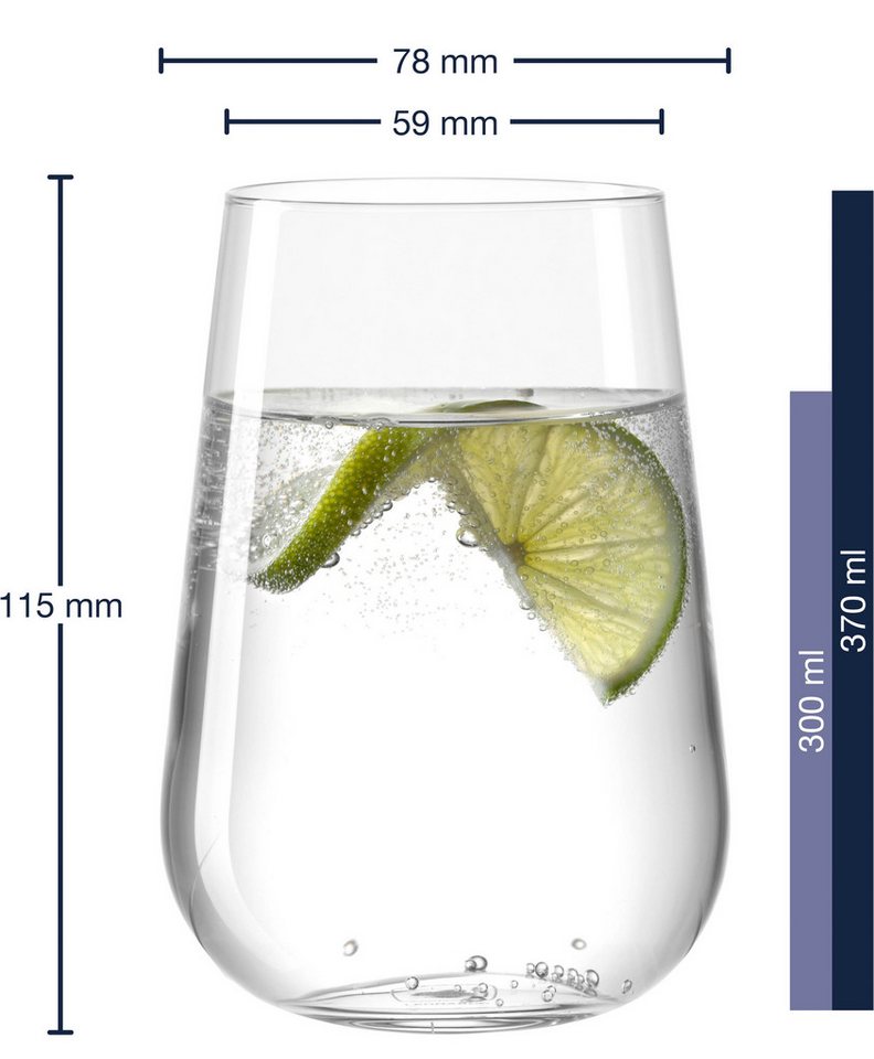 LEONARDO Gläser-Set Trinkglas PALADINO, 370 ml, 6er-Set, 6-tlg., Kristallglas, spülmaschinengeeignet – Bild 3 von 4