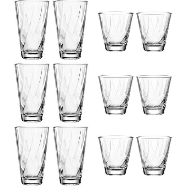 LEONARDO Gläser-Set Trinkglas-Set TWIST, 12-teilig, 12-tlg., Glas, Becher-Set, spülmaschinengeeignet