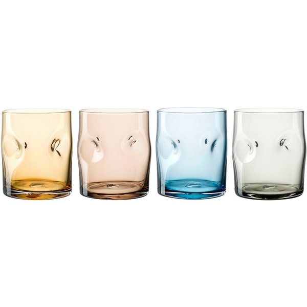 LEONARDO Gläser-Set Trinkglas VESUVIO, 300 ml, 4er-Set, 4-tlg., Glas, konische Form, markantes Design - mit Einquetschungen