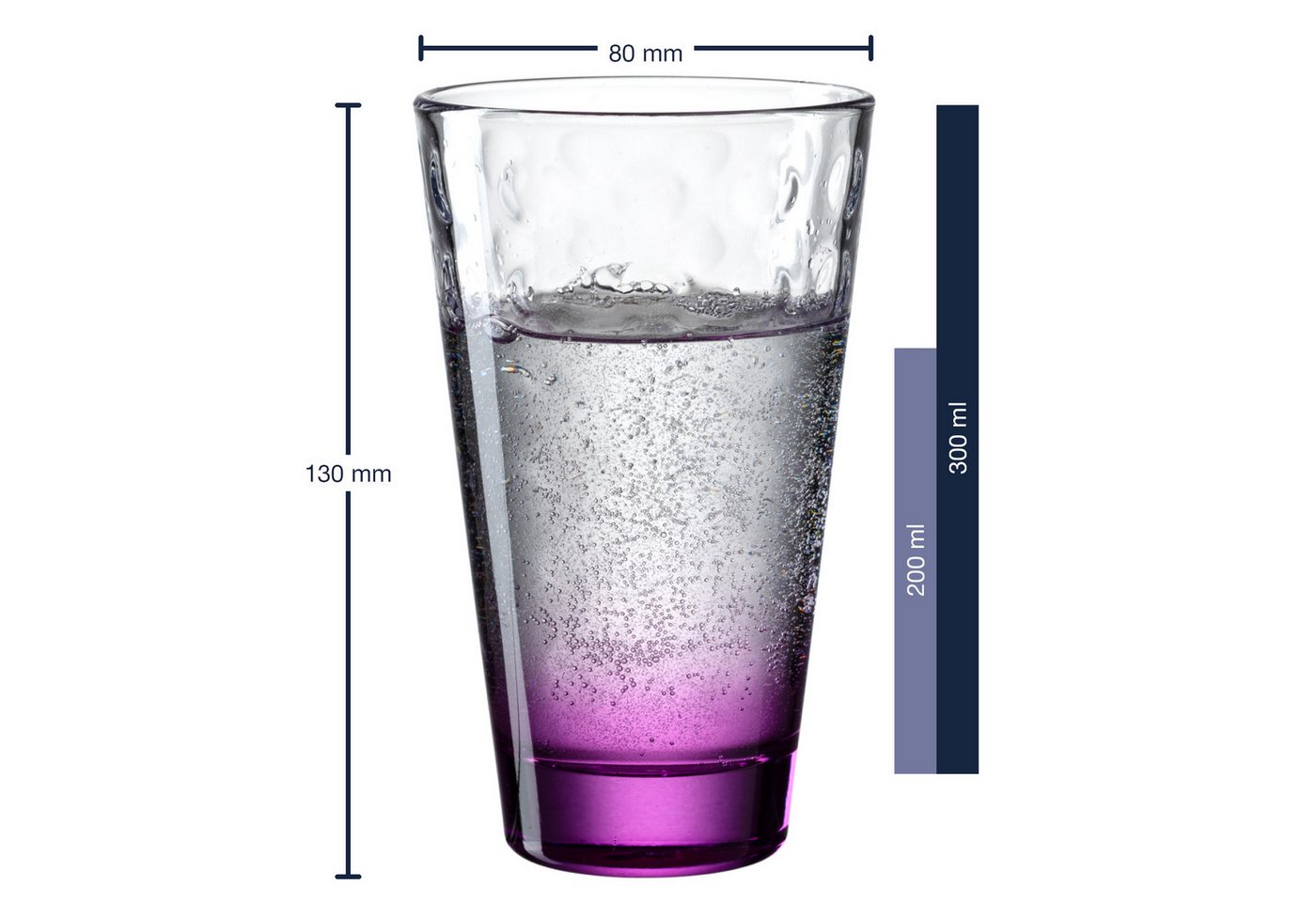 LEONARDO Glas Optic, Kalk-Natron Glas, 6 Trinkgläser, Spülmaschinenfest, verschiedene Farben – Bild 2 von 5