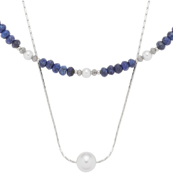 LEONARDO Kette mit Anhänger Halskette Anjana, mit Sodalith - mit Glasperle, Perle (imitiert)