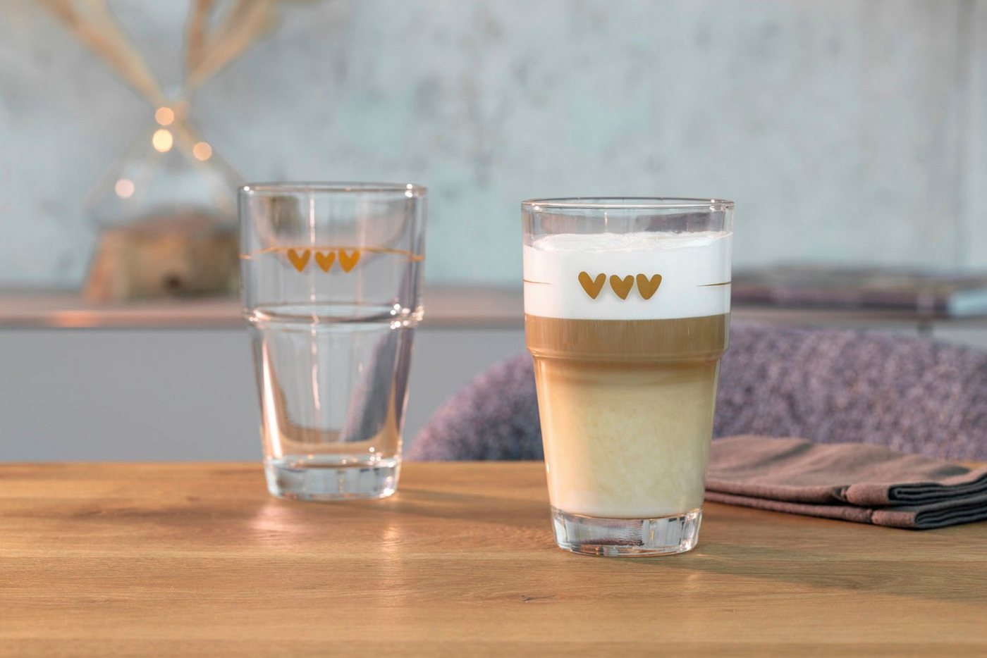 LEONARDO Latte-Macchiato-Glas Gläser-Set SOLO, mit Herzmotiv, 6-tlg., Glas, 410 ml, 6-teilig – Bild 2 von 4