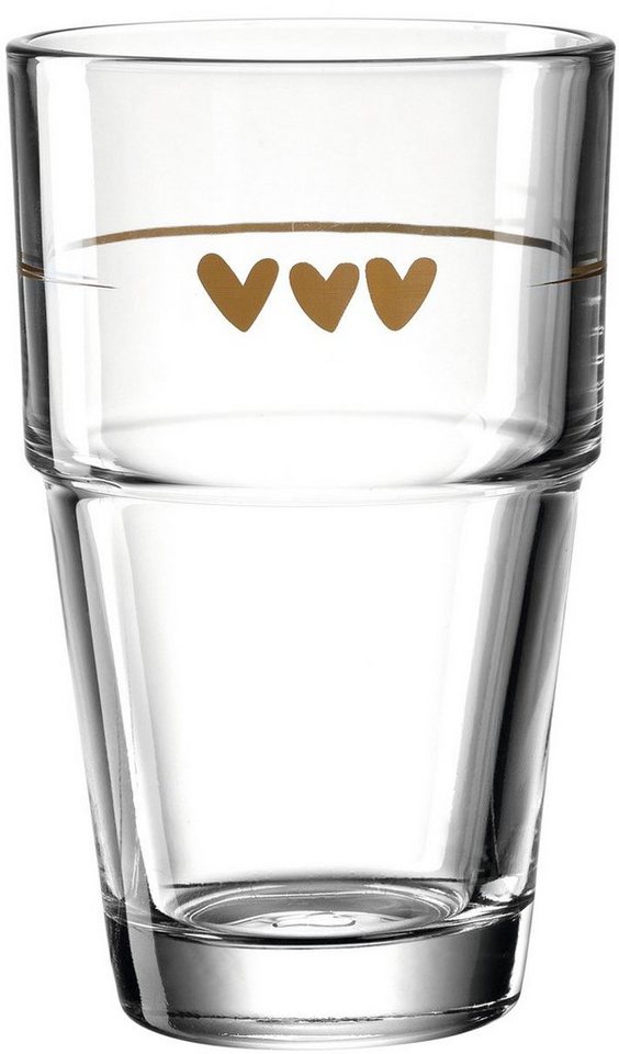 LEONARDO Latte-Macchiato-Glas Gläser-Set SOLO, mit Herzmotiv, 6-tlg., Glas, 410 ml, 6-teilig – Bild 4 von 4