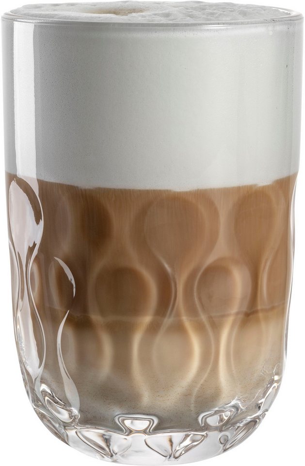 LEONARDO Latte-Macchiato-Glas GOCCE, 380 ml, 6er-Set, 6-tlg., Glas, 2. Variante, mit Tropfenrelief – Bild 4 von 5