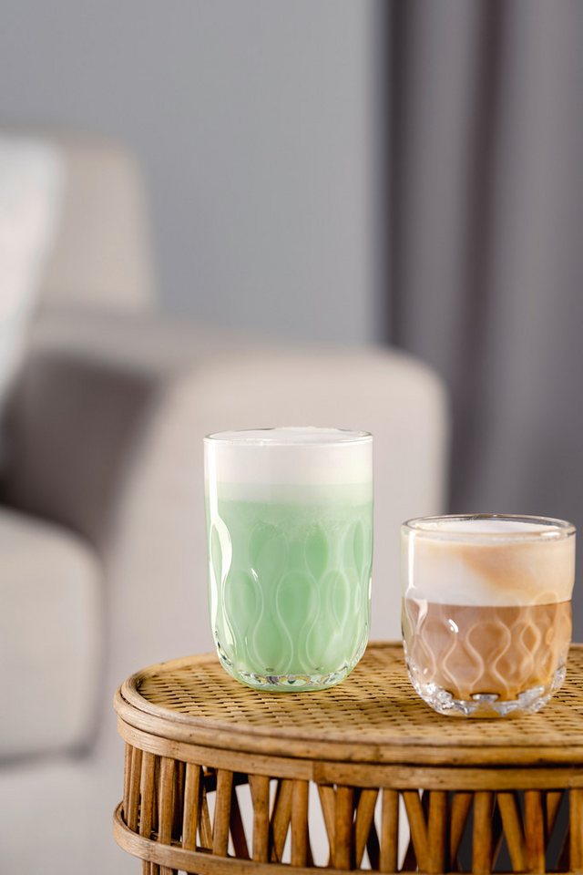 LEONARDO Latte-Macchiato-Glas GOCCE, 380 ml, 6er-Set, 6-tlg., Glas, 3. Variante, mit Tropfenrelief – Bild 5 von 5