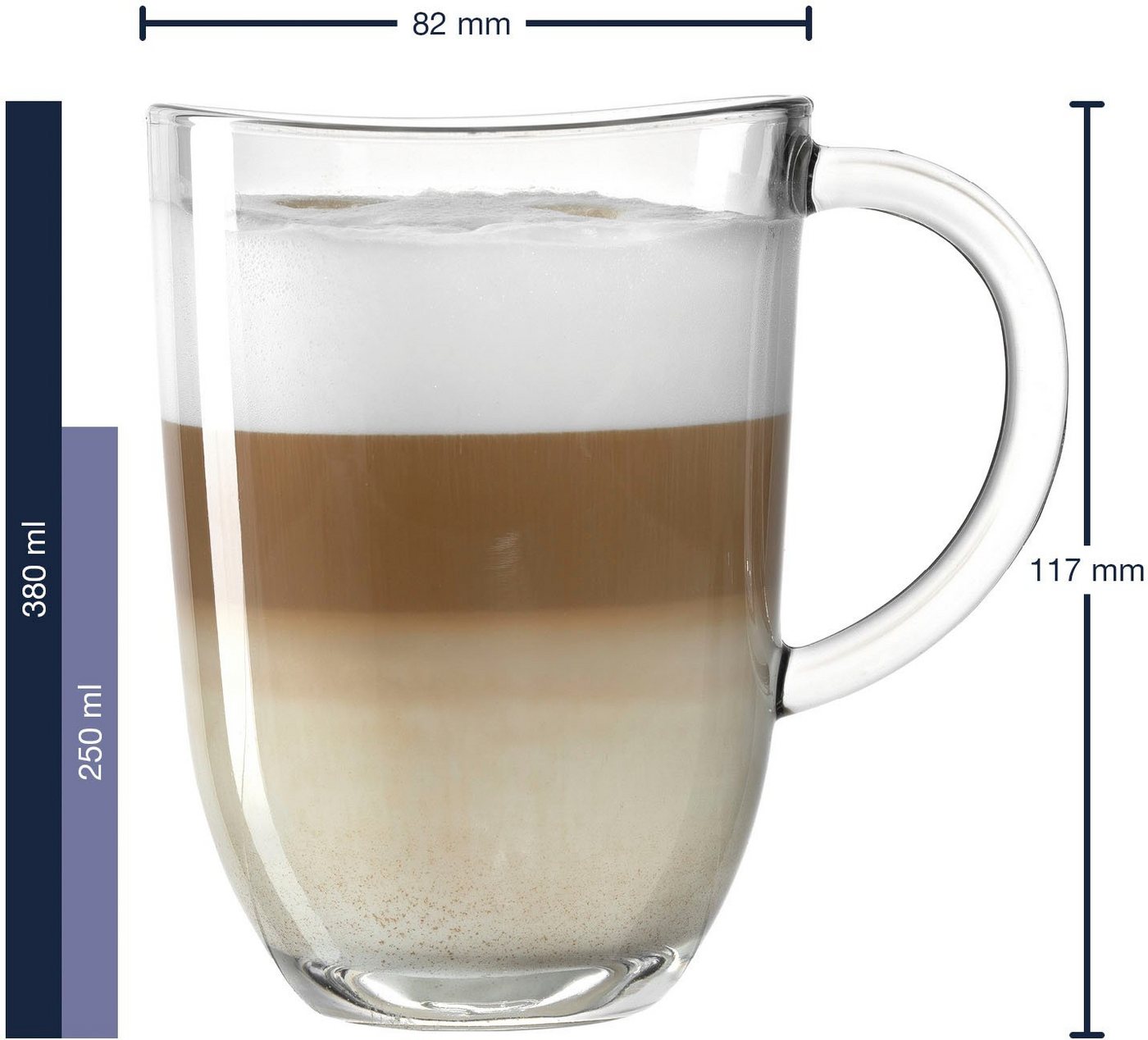 LEONARDO Latte-Macchiato-Tasse NAPOLI, 6-tlg., Glas, 380 ml, 6-teilig – Bild 4 von 5