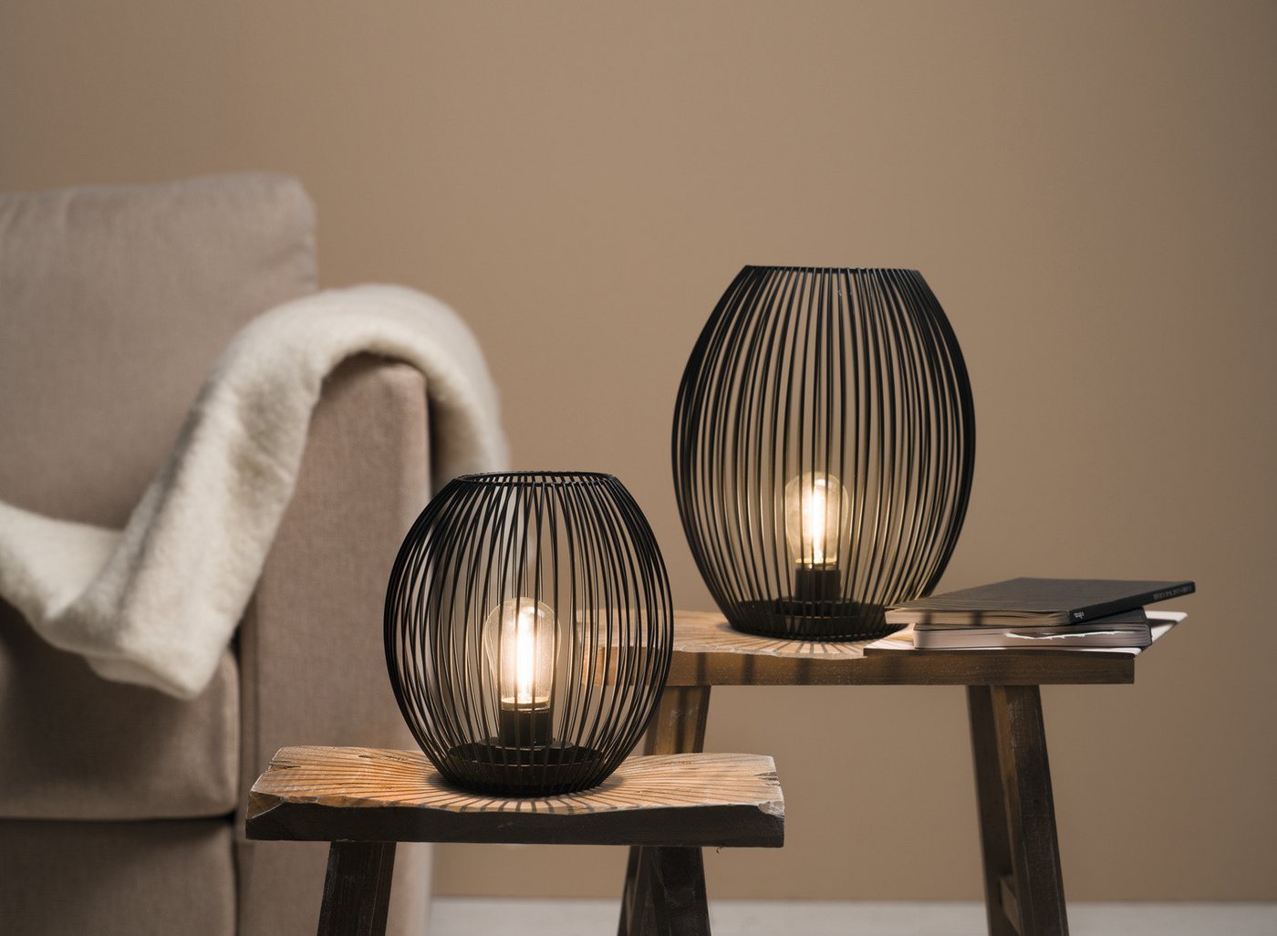 LEONARDO LED Tischleuchte Laterne CASOLARE, Neutralweiß, aus Metall, oval – Bild 2 von 3