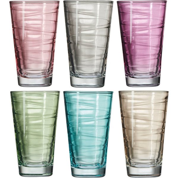 LEONARDO Longdrinkglas Colori, 6-tlg., Glas, veredelte mit lichtechter Hydroglasur, 280 ml, 6-teilig