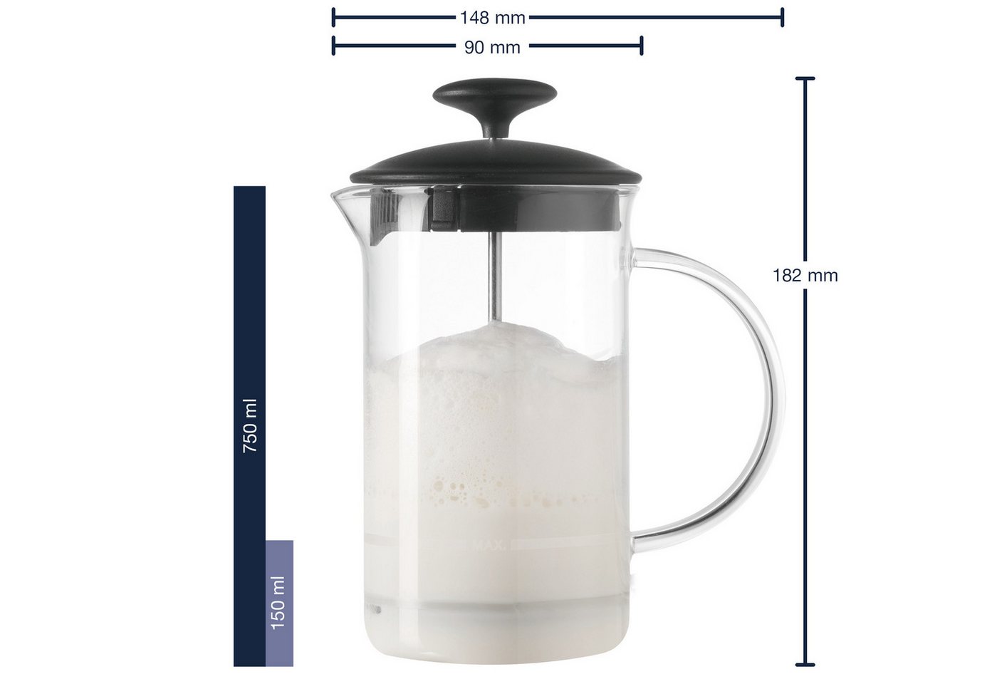 LEONARDO Milchaufschäumer Caffè Per Me, Höhe 18,2 cm, 1,2 l, Hitzebeständig, Spülmaschinengeeignet – Bild 2 von 5