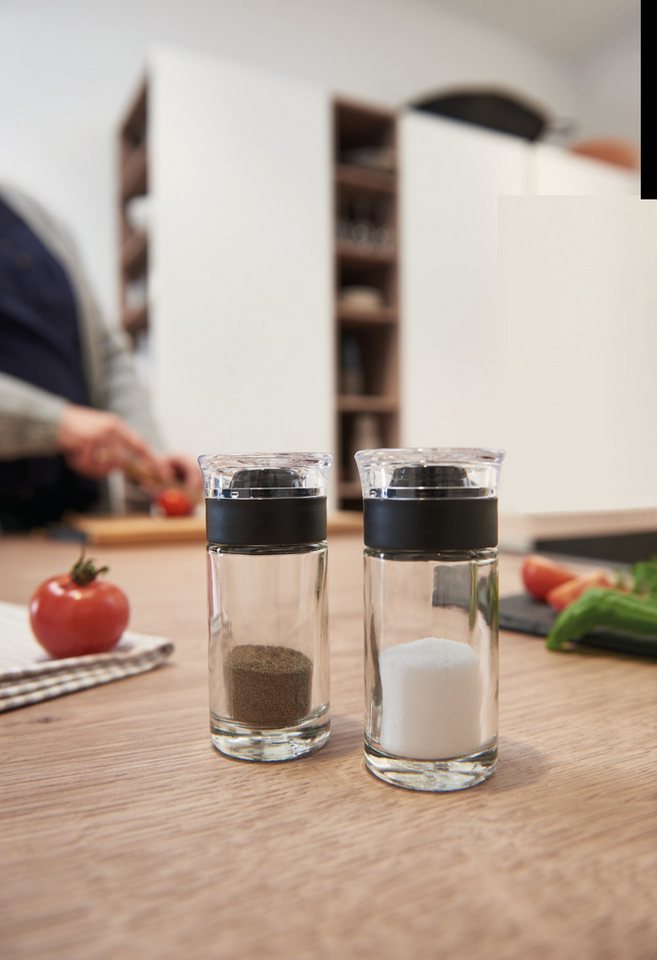 LEONARDO Salz- / Pfefferstreuer CUCINA, Gewürzstreuer, 2er Set, (Set, 2-tlg), Höhe ca. 9 cm, Fassungsvermögen je 40 ml – Bild 2 von 5