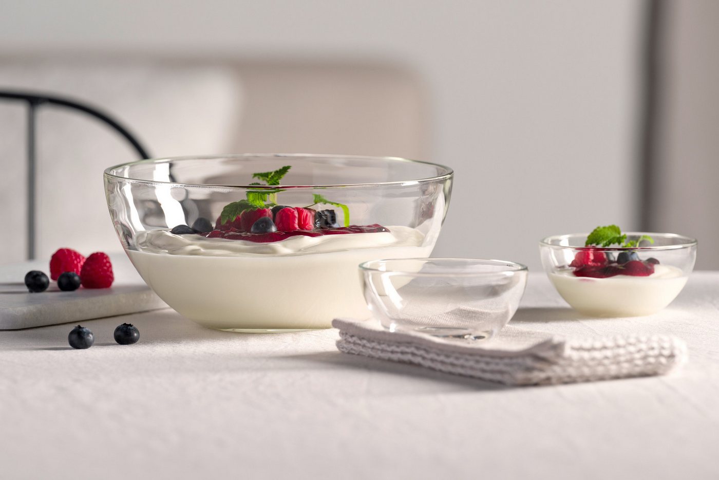 LEONARDO Schale Schalen-Set CUCINA, 5er Set, 4x Ø 10 cm & 1x Ø 21,5 cm, Glas, (Set, 5-tlg), Spülmaschinengeeignet – Bild 3 von 5