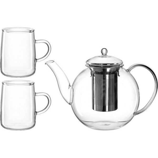 LEONARDO Teekanne LIMITED EDITION, Transparent, Borosilikatglas, 1,2 l, (Set, 3-St), Handgefertigt, mit Teesieb, Spülmaschinengeeignet