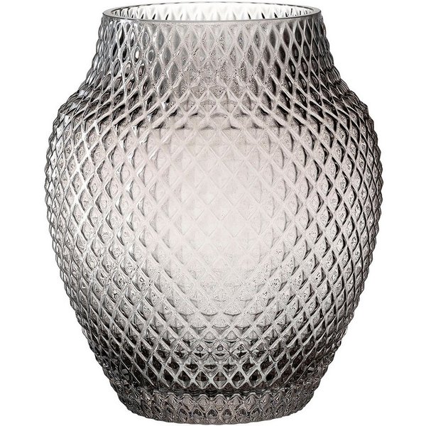 LEONARDO Tischvase Dekovase POESIA, Relief-Optik, in bauchiger Form (1 St), aus Glas, handgefertigt, Höhe ca. 22,5 cm
