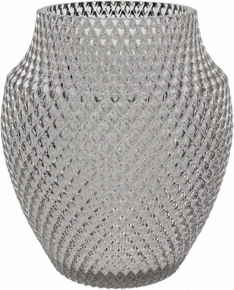 LEONARDO Tischvase Dekovase POESIA, Relief-Optik, in bauchiger Form (1 St), aus Glas, handgefertigt, Höhe ca. 22,5 cm – Bild 3 von 5