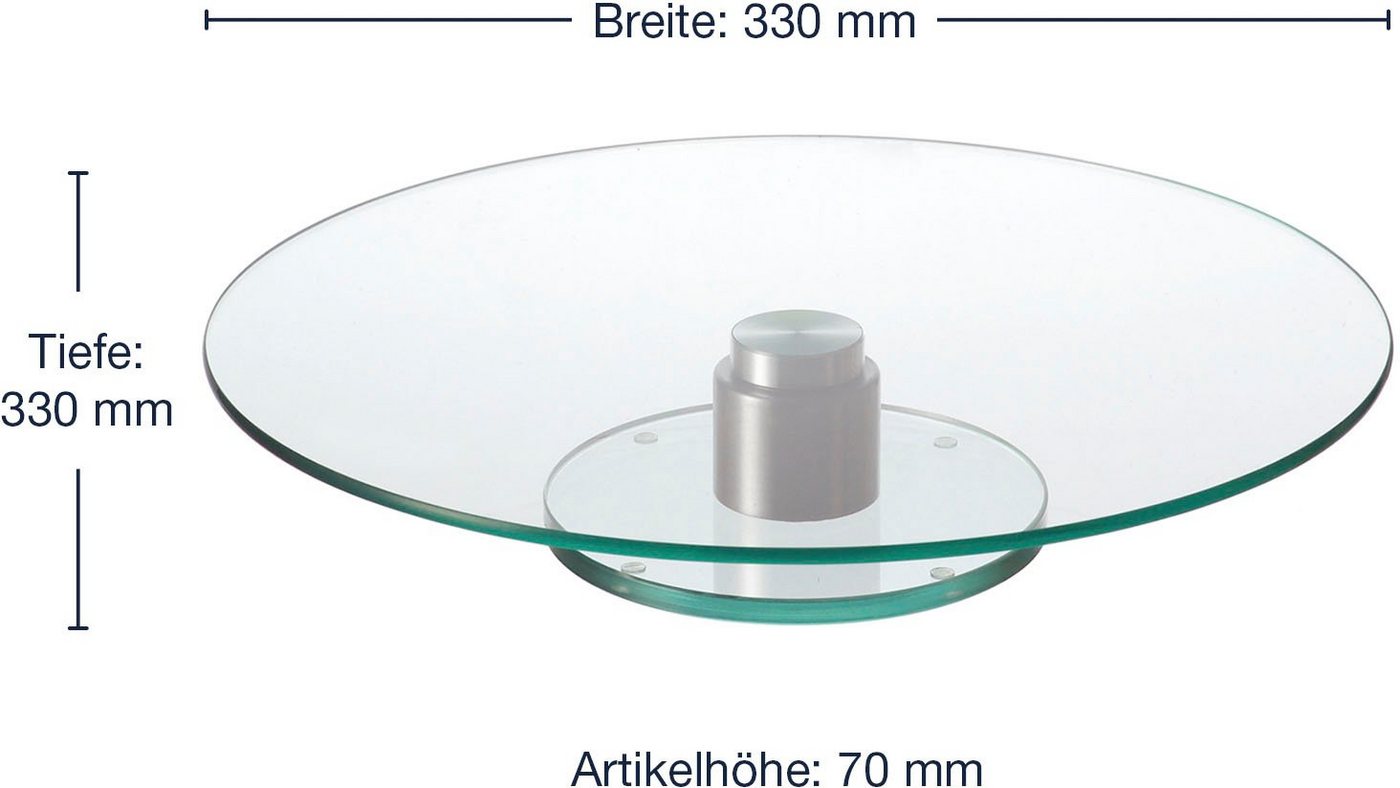 LEONARDO Tortenplatte TURN, Aluminium, Edelstahl, Glas, drehbar, Ø 33 cm – Bild 4 von 4
