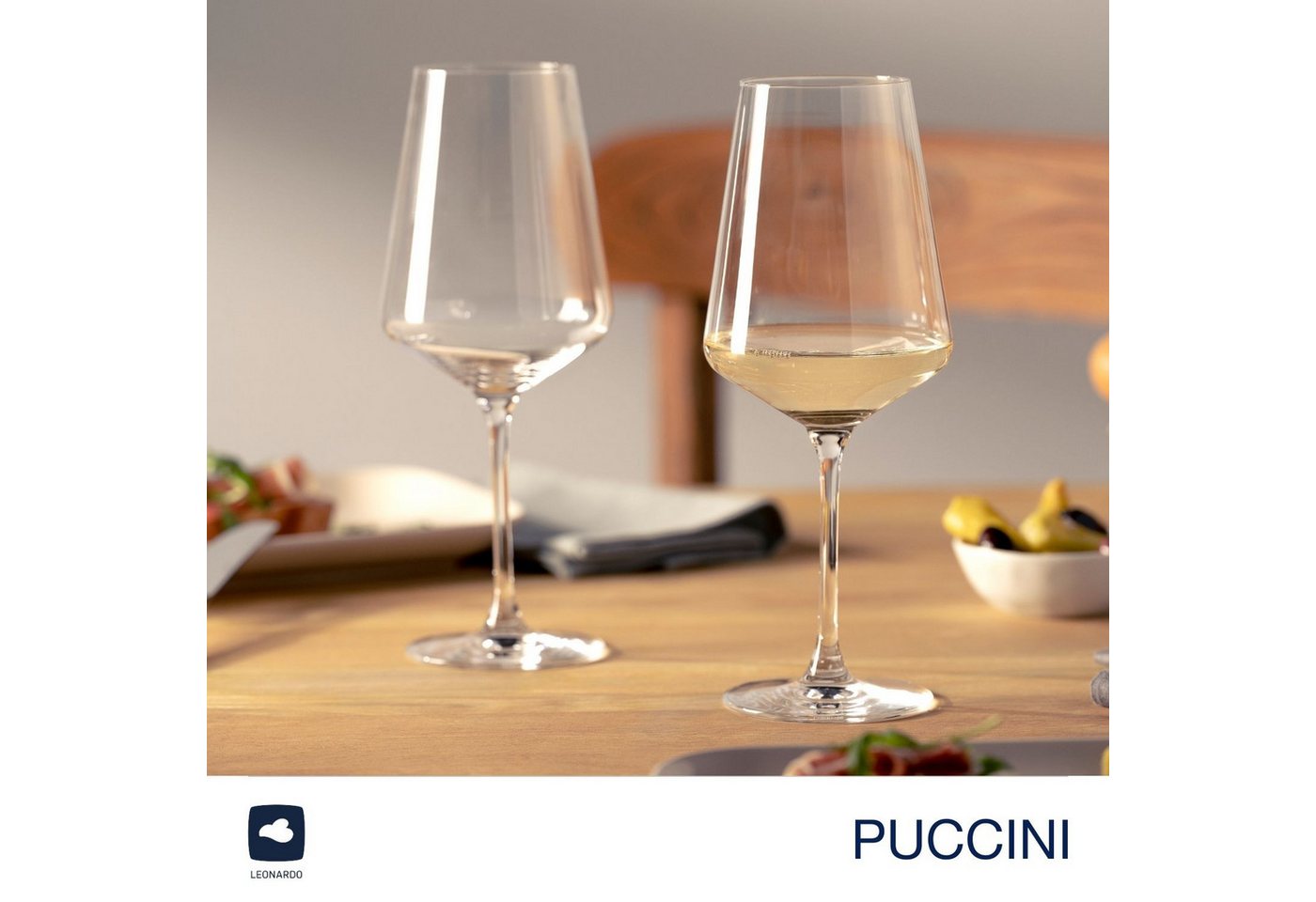 LEONARDO Weißweinglas Gläser-Set PUCCINI + Poliertuch, 7-teilig, 7-tlg., Kristallglas, 6 Weisswein Gläser, 560 ml, mit Poliertuch – Bild 4 von 5