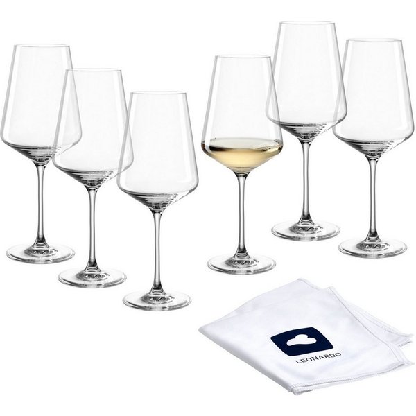 LEONARDO Weißweinglas PUCCINI (6er Set) inkl. Poliertuch, Kratzfeste Weingläser 560 ml, langlebig und zeitlos