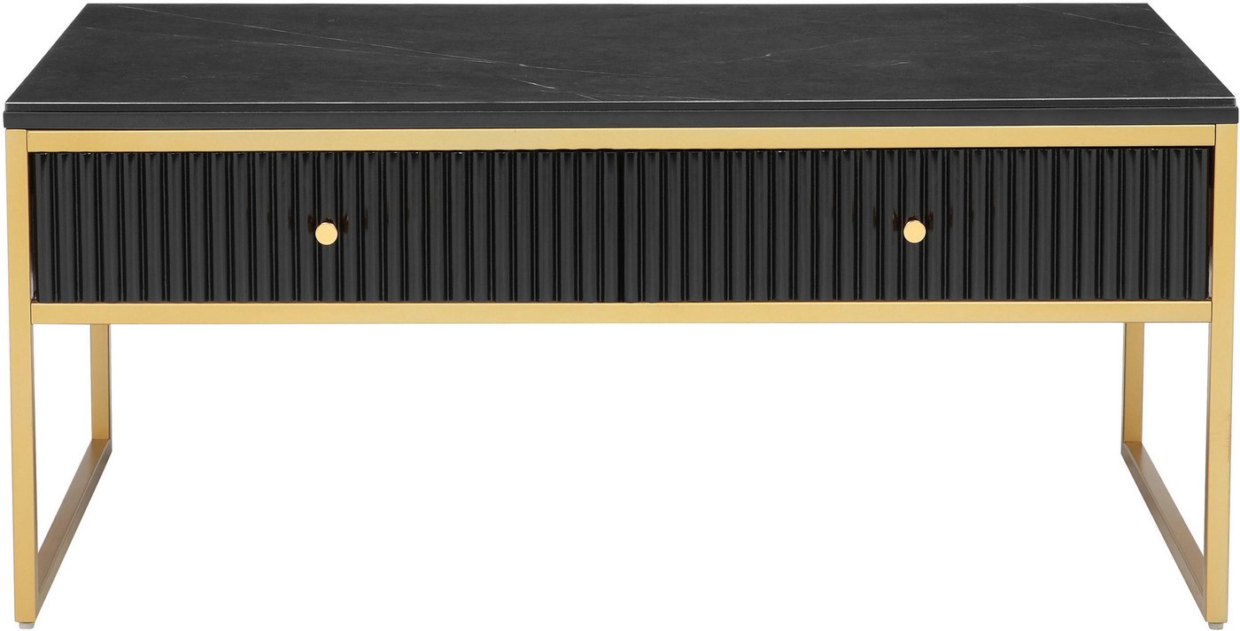 Leonique Couchtisch Fleuriss, Keramikplatte, goldenen Beinen, FSC-zertifiziertem Holz, Breite 110 cm – Bild 3 von 5