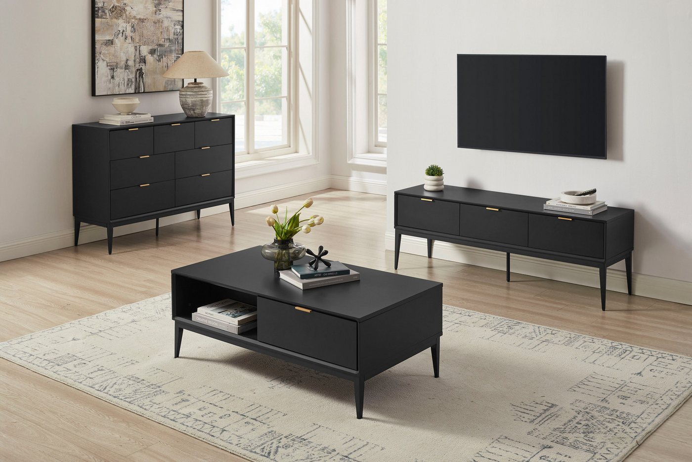 Leonique Couchtisch Lavisha, Eisengestell und FSC-zertifiziertes Holz, Breite 110 cm – Bild 2 von 5