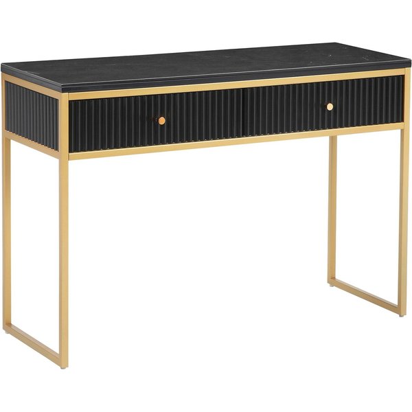 Leonique Konsolentisch Fleuriss, Keramikplatte, goldene Beine, FSC-zertifiziertes Holz, Breite 110 cm