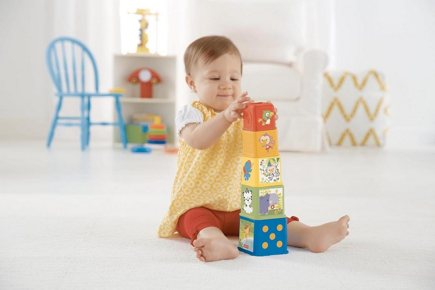Fisher-Price® Lernspielzeug Fisher-Price Stack & Explore Blocks 5 Würfel m. Strukturen ab 6 Monate – Bild 2 von 5