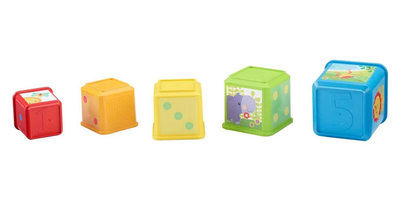 Fisher-Price® Lernspielzeug Fisher-Price Stack & Explore Blocks 5 Würfel m. Strukturen ab 6 Monate – Bild 5 von 5