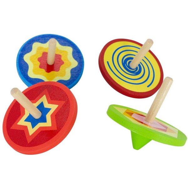 GICO Lernspielzeug GICO- Holzkreisel Set – 4 Kreisel als Mitgebsel für Kinder - 6468