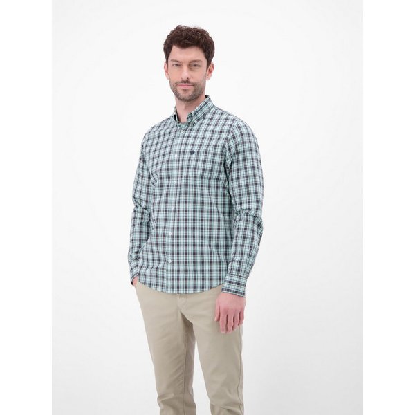 LERROS Langarmhemd Karohemd mit Button-Down-Kragen