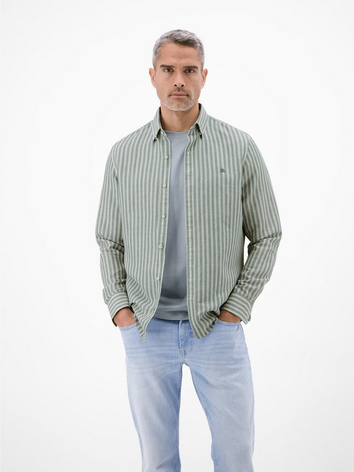LERROS Leinenhemd Gestreiftes Langarmhemd aus Leinen-Baumwoll-Mix Gestreift, 55% Leinen, 45% Baumwolle, Button‑down, 2‑Knopf – Bild 3 von 5