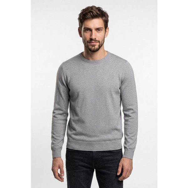 LERROS Rundhalspullover mit kleiner Logostickerei