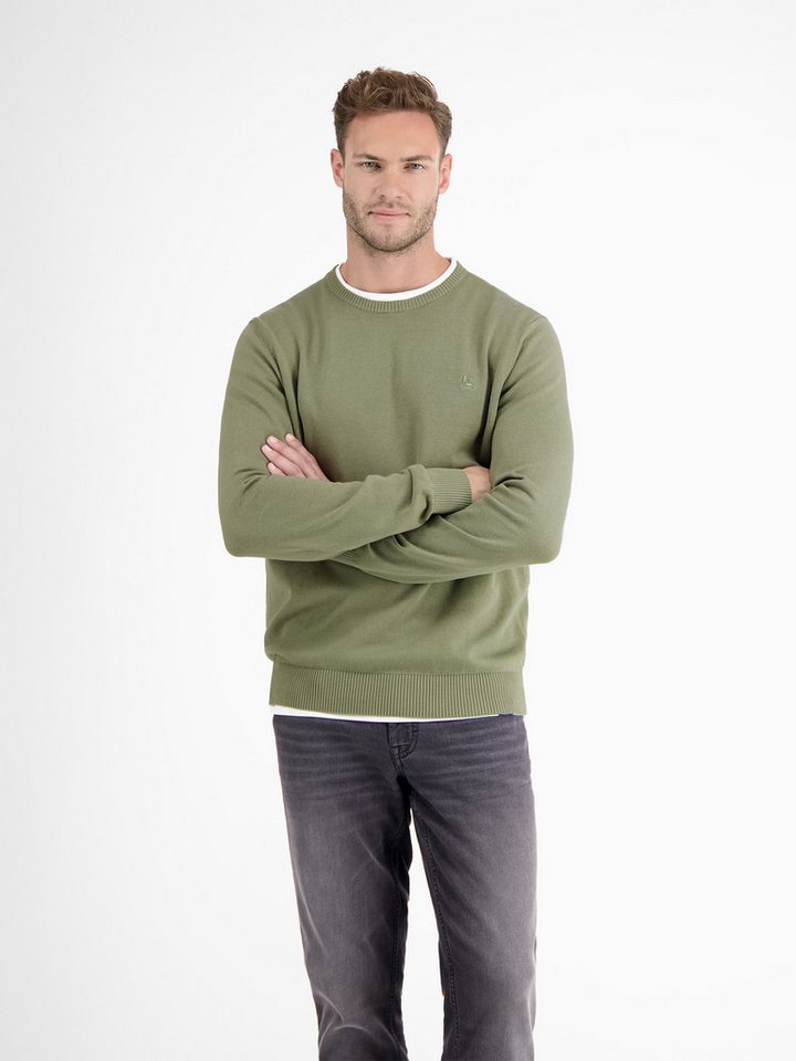 LERROS Strickpullover Herren Strickpullover aus Baumwolle mit Crewneck Ausschnitt Weicher Strick-Pullover, Rundhalsausschnitt, lange Ärmel, pflegeleicht – Bild 3 von 5