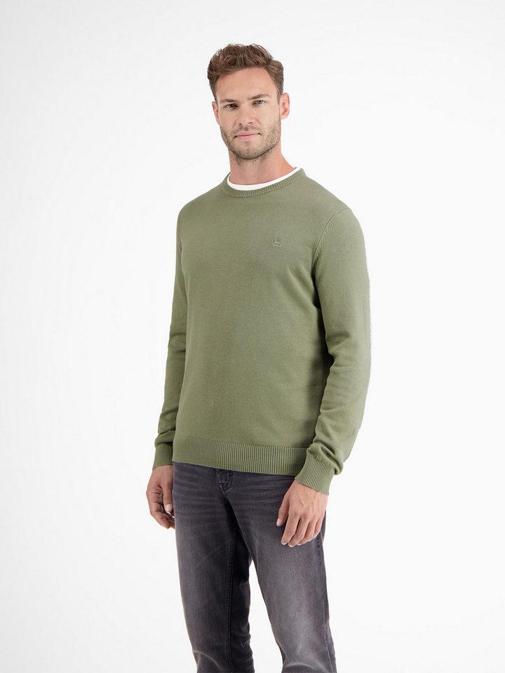LERROS Strickpullover Herren Strickpullover aus Baumwolle mit Crewneck Ausschnitt Weicher Strick-Pullover, Rundhalsausschnitt, lange Ärmel, pflegeleicht – Bild 4 von 5