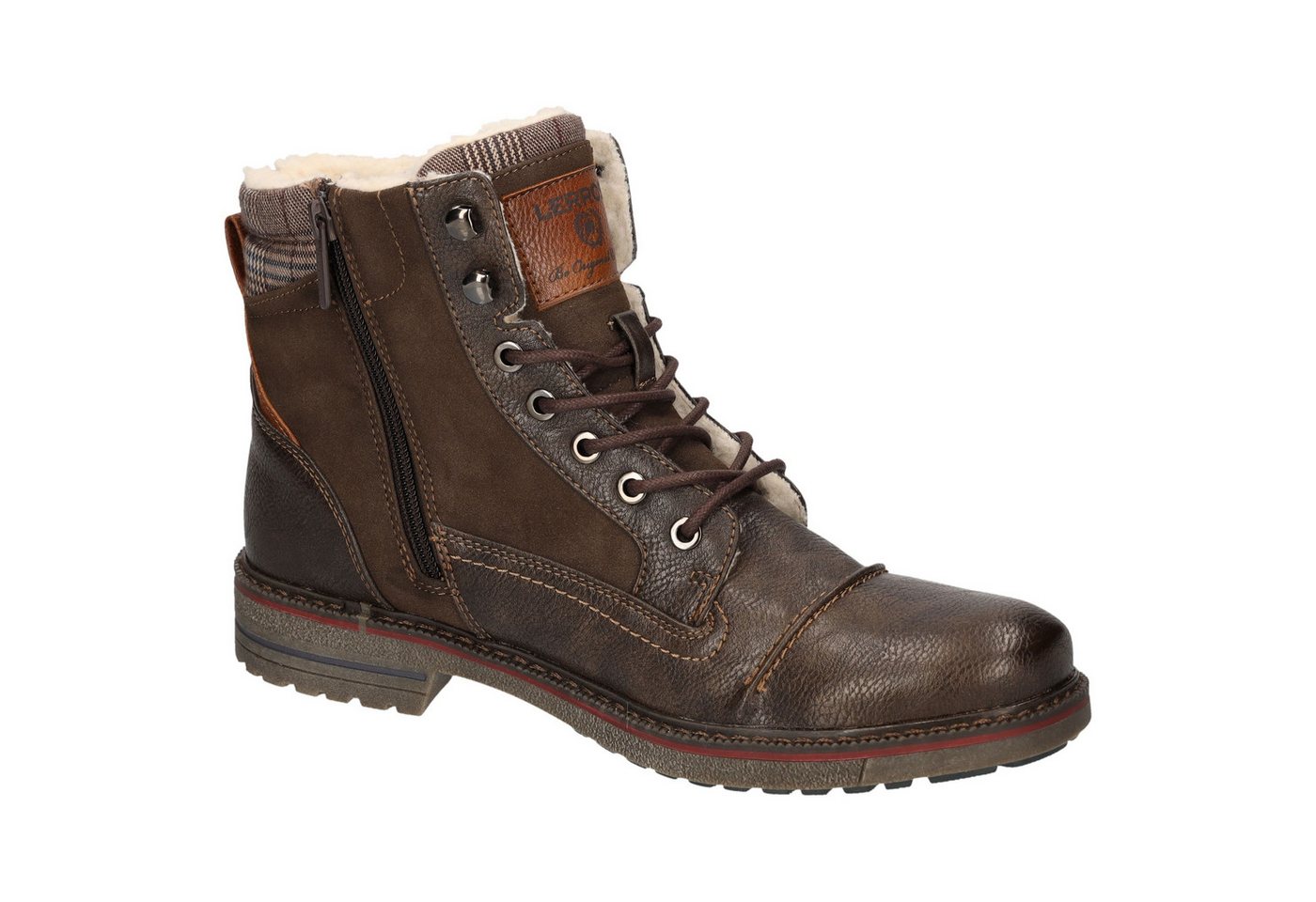 LERROS Winterboots Workerboots, Schnürboots mit gepolstertem Karo-Schaftrand – Bild 5 von 5
