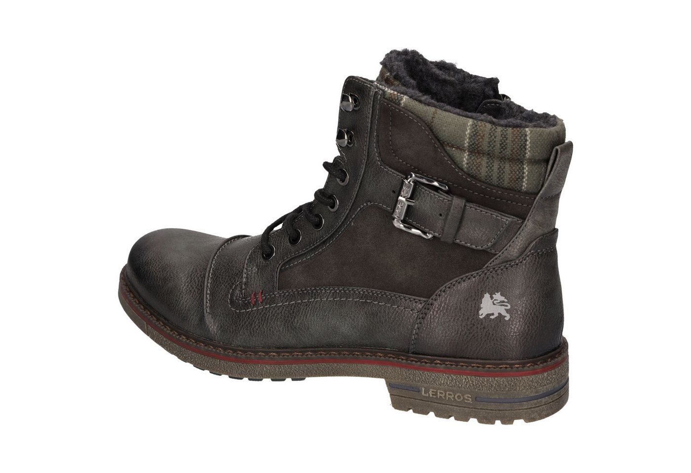 LERROS Winterboots Workerboots, Schnürboots mit gepolstertem Karo-Schaftrand – Bild 4 von 5