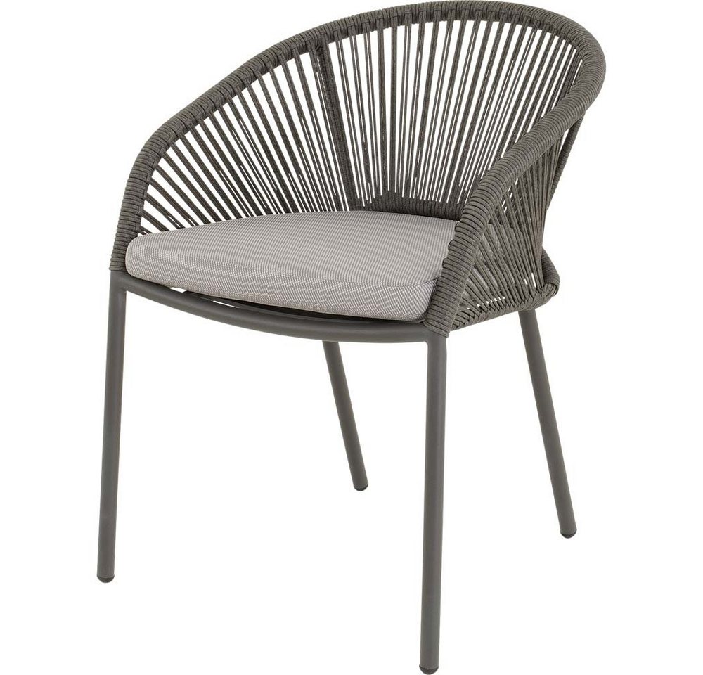 Lesli Living Garten-Essgruppe "Arrezo" Rund Ø120cm + 6 oder 4 Geflecht-Stühlen, Teakholz, Aluminium, (5-tlg), Sitzkissen, Geflochten, Scandi / Skandi - Boho, Ga – Bild 3 von 5