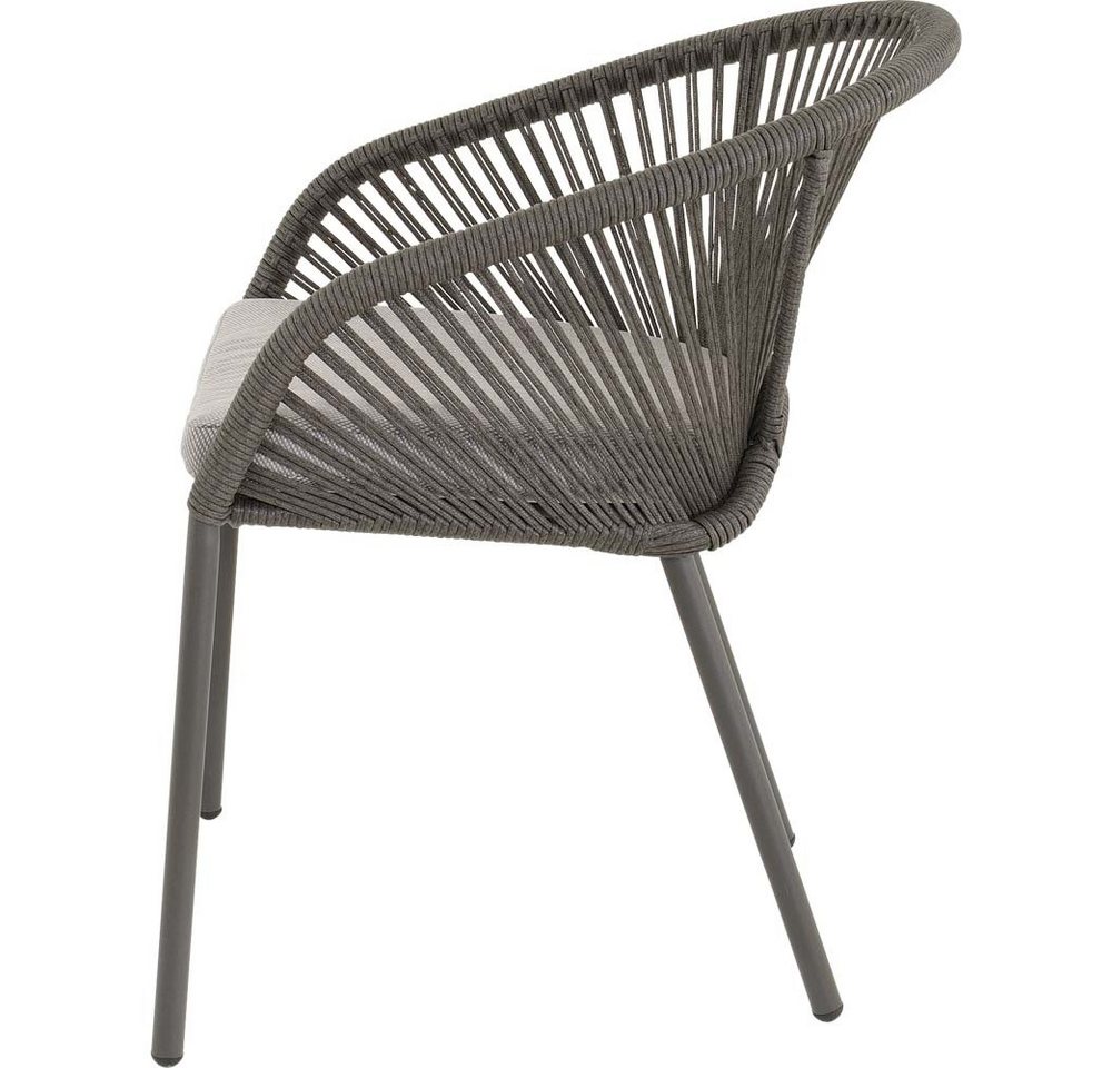 Lesli Living Garten-Essgruppe "Arrezo" Rund Ø120cm + 6 oder 4 Geflecht-Stühlen, Teakholz, Aluminium, (5-tlg), Sitzkissen, Geflochten, Scandi / Skandi - Boho, Ga – Bild 5 von 5