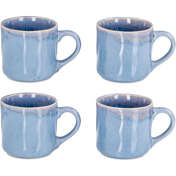 Levandeo® Becher, 4er Set Steingut Becher 350ml Tasse Blau Kaffeepott Tasse Modern